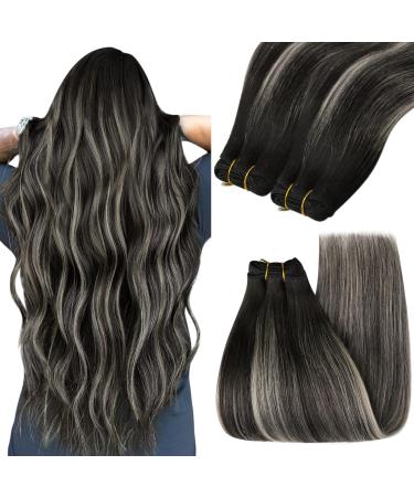 Youngsee real hair brushing to take silver sweat extensions real hair 50 cm hairpasting real hair remy real hair treating hair dough real hair double pulling weave extensions 100g #1b/1b 50 cm 2-stress- #1b/silver/1b
