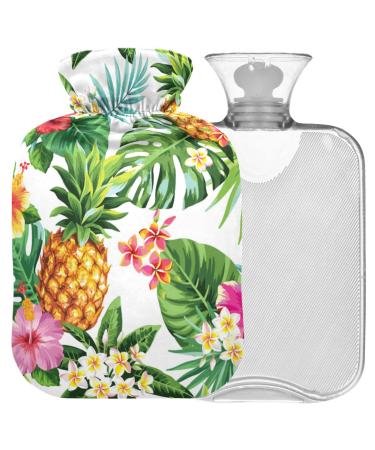 Naanle palm leaf flowers pineapple water bottle with reference transparent hot water bottle 1l warm head for bed handfoot heat pain relief heat and cold therapy