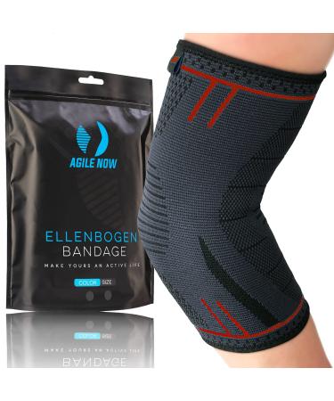Agile Now elbow bandage stabilizes & protects the joints - non -slip tennis arm bandage for women and men - suitable for all sports such as tennis weightlifting golf & co (l | red) l red