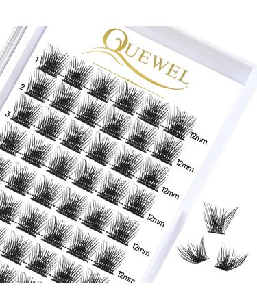 Eyelash single quewel individual eyelashes lashes natural mat mega d curl 12mm eyelash segments wide foundation individual eyelashes for eyes makeup diy eyelash extensions (fluffy-d-12) 1 piece (1 Pack) matt mega-d-12mm