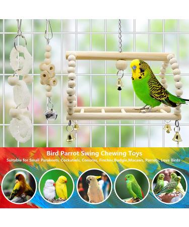 Deloky 7 Pack Bird Parrot Swing Chewing Toys - Hanging Bell Cage Toys for Small Parakeets, Cockatiels, Conures, Finches, Budgies, Macaws, Parrots, Love Birds - Buy Online on GoSupps.com