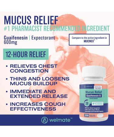 WELMATE Respiratory Relief Bundle: Guaifenesin 600 Mg Mucus Relief (200 Bi-Layer Tablets) + Phenylephrine HCl 10 mg Nasal Decongestant PE (200 Tablets) Sinus Cold & Allergy Support - Buy Online on GoSupps.com