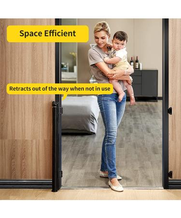 Retractable Baby Gate Mesh Baby Gate or Mesh Dog Gate 33" Tall Extends up to 55" Wide Child Safety Gate for Doorways  Stairs  Hallways  Indoor/Outdoor(33x55 Inch  Black) 33x55 Inch Black - Buy Online on GoSupps.com