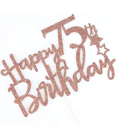 Tenhaisi Glittery Rose Gold Happy 75th Birthday Cake Topper Cheers to 75 Years Loved Birthday Anniversary Party Decoration Birthday Party Decoration - Buy Online on GoSupps.com