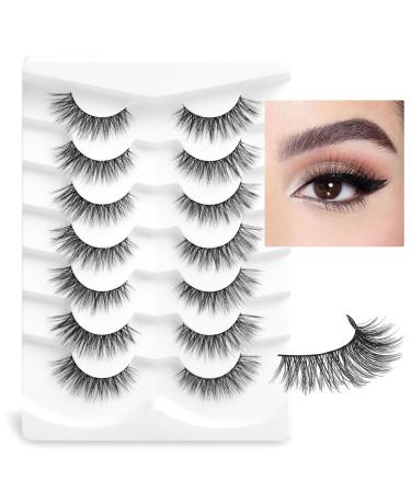 Onlyall Natural Lashes Wispy Lashes Natural Look False Eyelashes Natural Flared Eyelashes False Eye Lashes Soft Fluffy Lashes 7 Pairs D6 Volume(8MM-13mm) D6 Volume-13mm