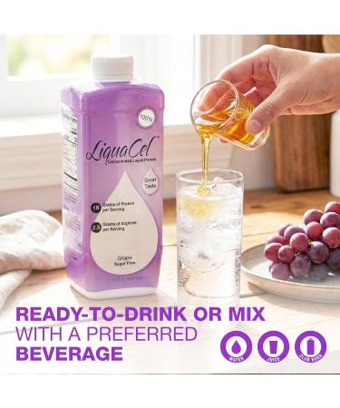 LiquaCel Concentrated Liquid Protein Grape Flavor Ready-to-Drink 16g Hydrolyzed Collagen Protein and 2.5g Arginine Per 1oz Serving Sugar & Gluten Free 32 fl oz Bottle - Buy Online on GoSupps.com