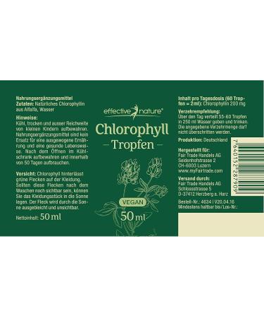 Liquid Chlorophyll Drops - Effective Nature | 50ml Alfalfa Extract | Preservative-Free Natural Supplement for Wellness - Buy Online on GoSupps.com