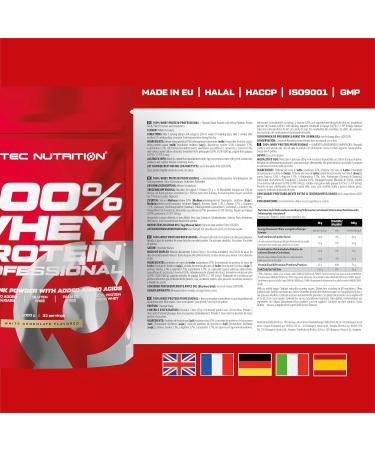 Scitec Nutrition 100% Whey Protein Professional - White Chocolate 1000g | Gluten-Free Palm Oil-Free with Amino Acids & Enzymes - Buy Online on GoSupps.com