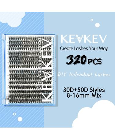 KevKev 3D Fluffy Cluster Lashes 320 Pcs DIY Extensions - 30+50D Mixed Eyelash Clusters - Thin Band & Soft - D-8-16mix - Buy Online on GoSupps.com