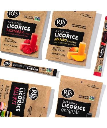 RJ's Licorice Soft Eating Mango Licorice 7.05oz Bag - NON-GMO, Vegan-Friendly & Kosher - Made in New Zealand - 1 Pack - Buy Online on GoSupps.com
