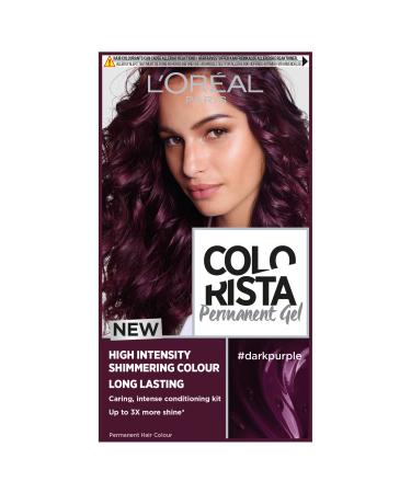 L'Or al Paris Colorista Permanent Gel Hair Dye Long-Lasting and Vibrant At-Home Hair Colour High-Intensity Hues with Up to 3x More Shine Colour: Dark Purple