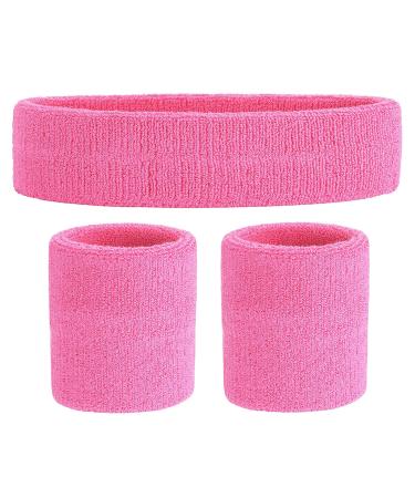 Onupgo welding band Set Sportstirband wrist striped welding tapes terry sports training basketball bracelet forehead straps moisture transport sweat absorbing headband light pink