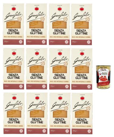 Italian Gourmet E.R. Garofalo Lasagna Pack of 12 gluten-free pasta 250g with corn brown rice and quinoa 400g