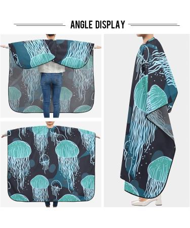 Waterproof Barber Cape - Green Jellyfish & Cheetah Haircut Bib for Men & Women | Unisex Hair Cutting Cape (8rp1a) - Buy Now - Buy Online on GoSupps.com