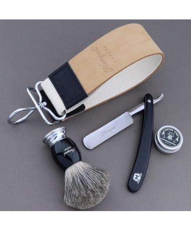 Vintage Razor Set for Men | Haryali London - Straight Cut Neck Razor Hair Razor Brush & Leather Belt Balm | International Shipping - Buy Online on GoSupps.com