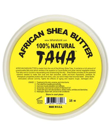 TAHA African Shea Butter Cream   100% Pure  Organic  Unrefined  and Raw  Gold   For Skin and Stretchmarks   16oz