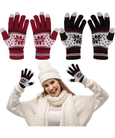 Gitua 2 Pairs Women's Touchscreen Winter Gloves | Windproof Knitted Mittens for Skiing Cycling Hiking - International Shipping Available - Buy Online on GoSupps.com