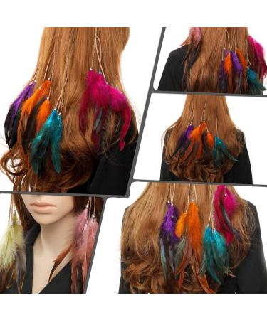 Binnan 6-Piece Colorful Feather Hair Extensions Clip - Boho Hair Accessories for Women - Buy Online on GoSupps.com