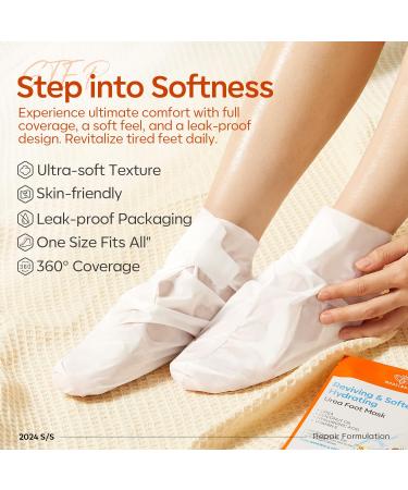 Modelones Hydrating Foot Mask - Deep Moisturizing Urea Coconut Oil & Hyaluronic Acid | Repair Dry Cracked Feet | 6 Pack Foot Care for Men & Women - Buy Online on GoSupps.com