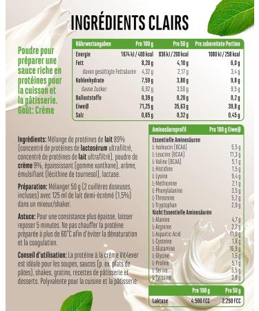  Vit4ever Yummy Protein Cream - 450g - High protein ingredient for cooking and baking made from whey protein - no added sugars and lower in fat than cream - Buy Online on GoSupps.com