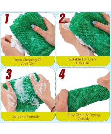 Skylety 10-Piece African Exfoliating Net Sponges - Long Body Scrubber for Daily Shower - 10 Colors - Buy Online on GoSupps.com