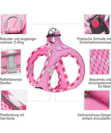 Haapaw Adjustable Dog Harness & Leash Set - No Pull Reflective Padded Vest for Extra Small to Medium Dogs - Pink Size L (Breast 45.7-50.8 cm) - Buy Online on GoSupps.com