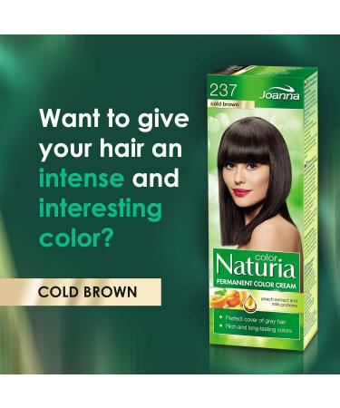Joanna Naturia Color Permanent Hair Color Cream Goodness of Milk Proteins and Peach Extracts Premium-Quality Hair Dye Provides Soft and Lustrous Hair Long-Lasting Hair Colors Cold Brown - Buy Online on GoSupps.com