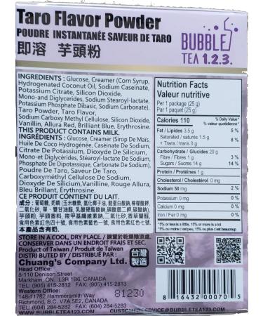 Bubble Tea 123 Instant Taro Flavor Tapioca Powder 150g (25gx6pk) Made in Taiwan Taiwanese Boba Tea Pearl Powder - Buy Online on GoSupps.com