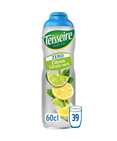 Teisseire Zero Sugar Lemon Syrup Lime for Refreshing Drink Cocktails Bottle 60cl