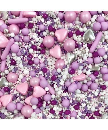 Easter sprinkles Purple silver lilac white pink valentines hearts chocolate ball mix rods metallic Sprinkles cupcake cookies cake toppers pearls balls 100s and 1000s edible decoration LILAC LOVE