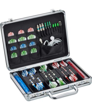 Casemaster Legion Aluminum Dart Case Holds 9 Steel Tip and Soft Tip Darts with Extra Space to Keep Flights in Shape, and Numerous Pockets and Tubes for Storage of Accessories