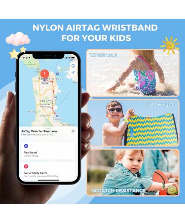 AirTag Wristband Kids (2 Pack) - Nylon Bracelet for Apple AirTag - Protective Cover with Strap - Lightweight Watch Band for Kids & Elders - Rainbow & Yellow - Buy Online on GoSupps.com