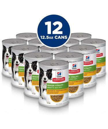 Hill's Science Diet Adult Healthy Mobility Dog Food Chicken Meal & Rice Recipe Dry Dog Food & Adult 7+ Senior Vitality Canned Dog Food Chicken & Vegetable Stew 12.5 oz 12 Pack wet dog food - Buy Online on GoSupps.com