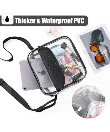 Moko Station Approved Clear Crossbody Bag | Transparent Adjustable Shoulder Bag for Sports Games & Concerts - Black 25.5x10.5x5 cm - Buy Online on GoSupps.com