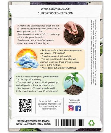 Black Spanish Radish Seeds - 500 Heirloom Seeds for Planting - Non-GMO & Untreated - Cool Weather Crop - Outdoor Garden - 2 Packs - Buy Online on GoSupps.com
