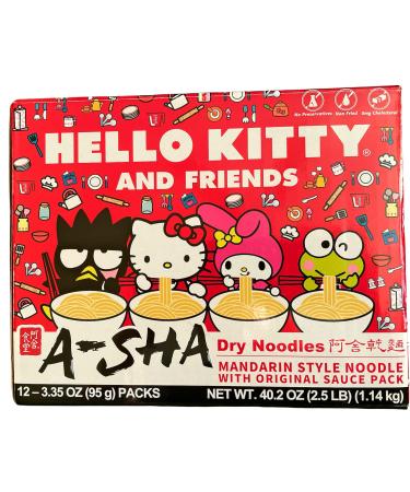 A-Sha Hello Kitty and Friends Mandarin Style Noodle with Sauce Pack, 12 packs