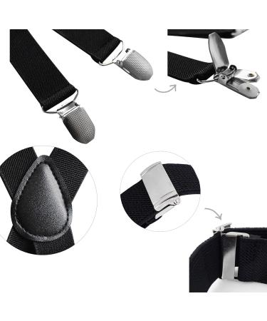 axy Men's Suspenders 3.5 cm Wide X-Shape with 4 Strong Clips - Black Blue White Dots | International Shipping - Buy Online on GoSupps.com