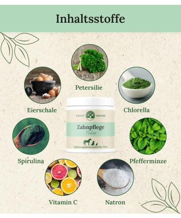 Trust Nature Dental Care Powder for Dogs & Cats | Anti-Plaque & Fresh Breath | German-Made with Parsley Mint Vitamin C Spirulina & Chlorella - Buy Online on GoSupps.com