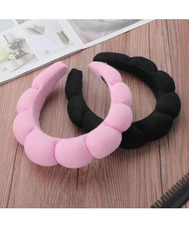 YUXIANLB Spa Headbands for Women Set of 2 Sponge Headband for Washing Face or Facial Skincare Headband Makeup Headbands for Women Terry Towel Cloth Fabric Puffy Shower Hair Accessory(Pink Black) Pink & Black 2 - Buy Online on GoSupps.com