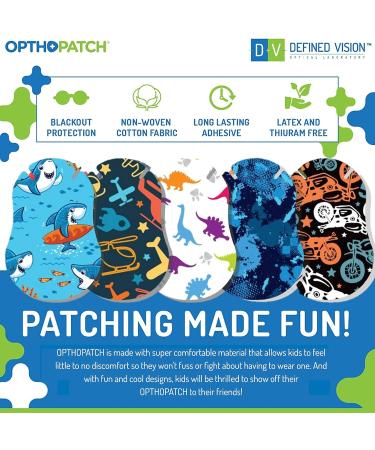 Kids Eye Patches for Amblyopia - Fun Boys Design 60+10 Bonus Hypoallergenic Adhesive Bandages & 3 Reward Charts - OpthoPatch by Defined Vision - Buy Online on GoSupps.com
