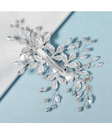 Wedding Hair Clip Crystal Bridal Hair Piece Hair Accessories for Women Girls Bridesmaid Handmade Flower Rhinestone Head Pieces Barrette Hair Pin (Sliver) - Buy Online on GoSupps.com