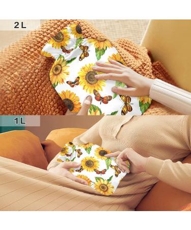 Hot Water Bottles with Watercolor Sunflower Cover - 2L Pain Relief & Warmth for Cramps Hands & Feet - Buy Online on GoSupps.com