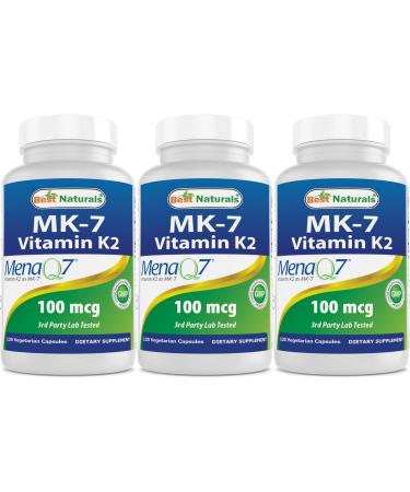 Best Naturals MK-7 Vitamin K2 100 mcg 120 ct (Pack of 3)
