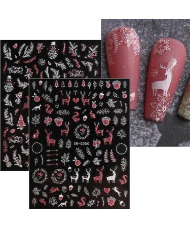 JMEOWIO Christmas Glitter Nail Stickers - 9 Sheets Snowflake Xmas Winter Holiday Design in Pink White - Self-Adhesive Decals for Nail Art Decoration - Buy Online on GoSupps.com
