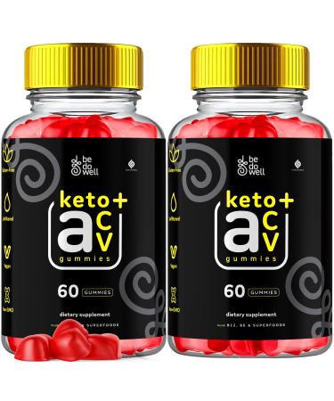 (2 Pack) Be Do Well Keto ACV Gummies Advanced Formula Be Do Well Keto+ ACV Gummies Apple Cider Vinegar 1000MG Vitamin Supplement Bedowell Keto+ACV Gummies Folate Vitamin B12 Beet Root (120 Gummies)
