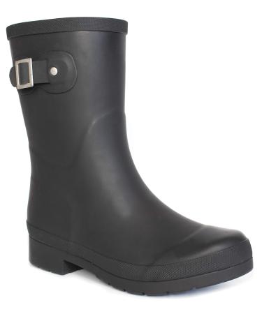 Chooka Women's Waterproof Solid Mid-Height Rain Boot 8 Delridge Black