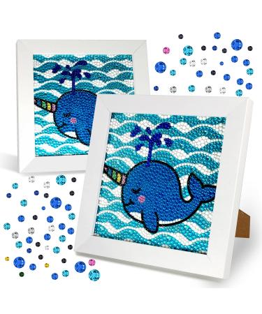Diamond Painting for Kids with Wooden Frame  Arts and Crafts for Kids  Girls & Boys  Easy Craft Kits Art Set  Diamond Painting Kit with Frame for Beginners  Children Boys and Girls Gift (dolphin)