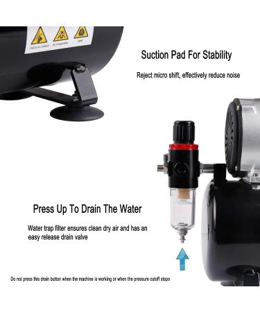Timbertech Upgraded Mini Airbrush Compressor ABPST08 Oil-Free, Single-Piston, 3L Tank, Cooling Fan, Regulator, Moisture Trap - Ideal for Hobby, Tattoo, Graphics - Buy Online on GoSupps.com