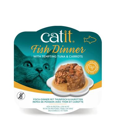 Catit Wet Cat Food Fish Dinner with Tuna & Carrot 80 g Pack of 6 Cat Food Wet Wet Cat Food Pate Canned Cat Food Car Food Pate Nourriture Pour Chat