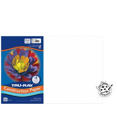 Tru-Ray  Heavyweight Construction Paper  White  12 x 18  50 Sheets White WHITE Construction Paper